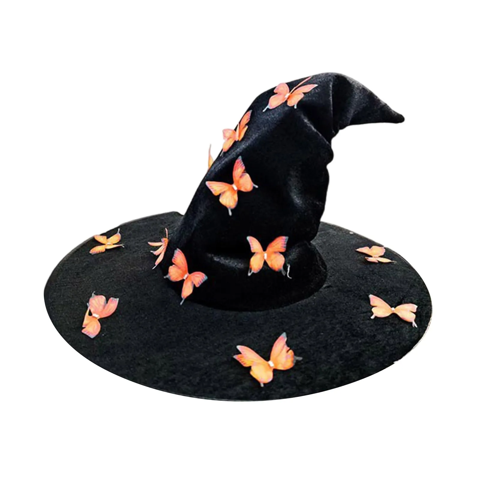 Halloween Pleated Butterfly Witch Hat Funny Wizard Hats Halloween Holiday Decoration Props Cosplay Witch Hat Accessories
