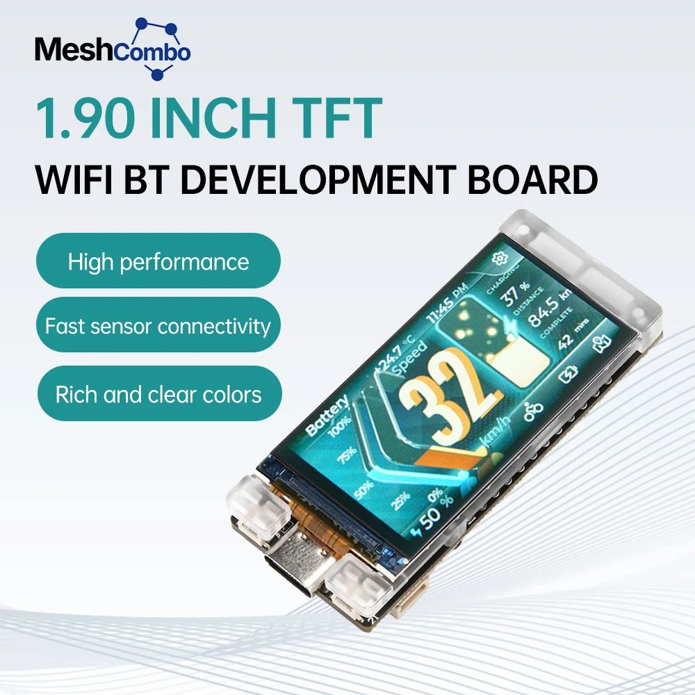 

Местластичный беспроводной датчик Wi-Fi Esp32 LoRa 32, приборная плата SX1262 LoRaWAN LoRa Arduino, 1,90-дюймовый TFT-дисплей BLE WiFi Heltec T190