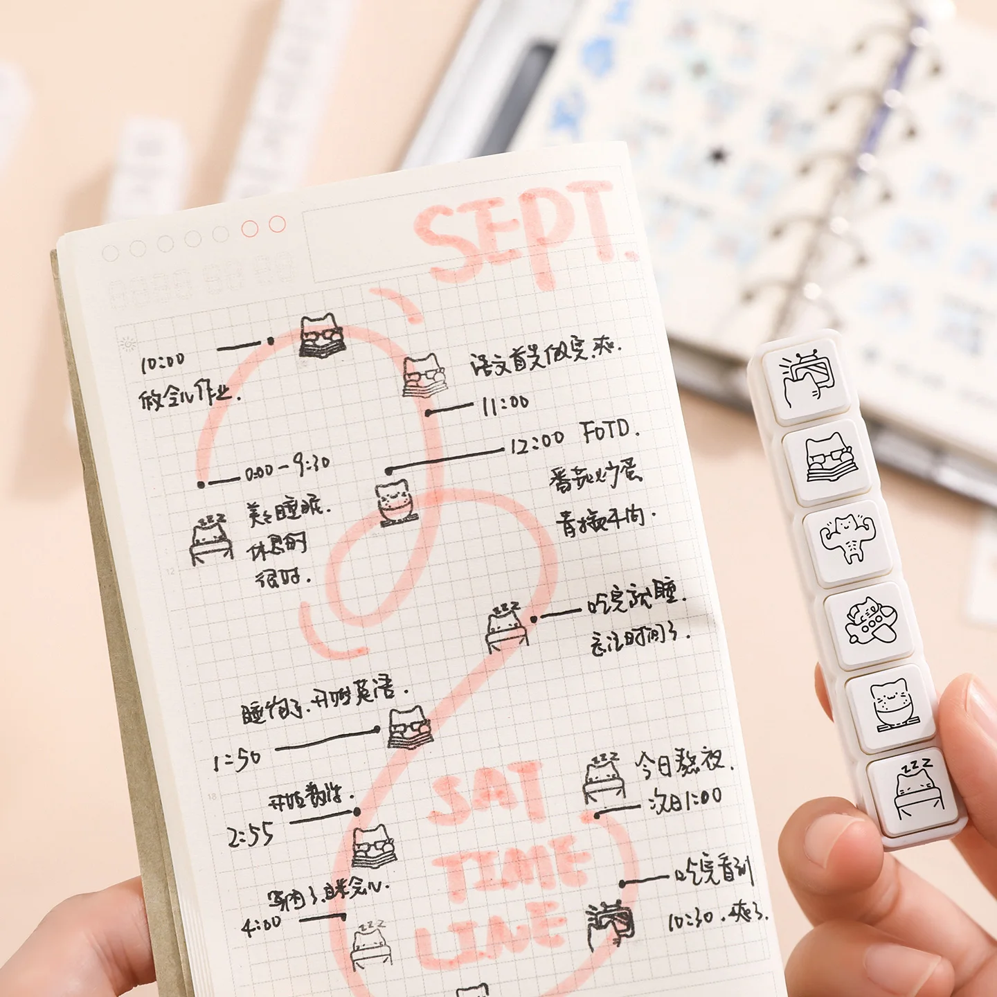 Stempel Emoji Kucing Lucu untuk Kolase, Junk Journaling, Planner, Stamping DIY, Dekorasi Scrapbooking, Segel Anak Kucing yang Menggemaskan