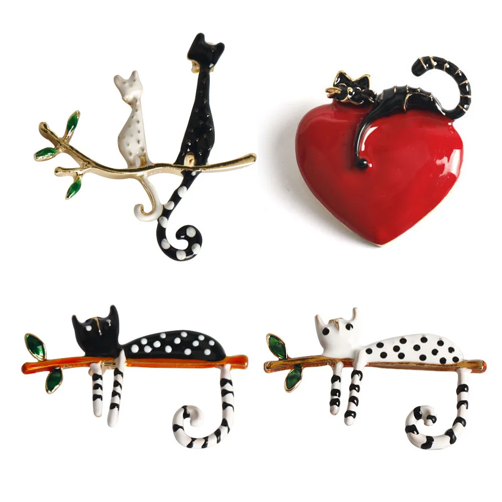 

4 шт./компл., креативные броши с мультяшным котом для женщин, унисекс, эмалированные булавки с животными, рюкзак для банкета, вечеринки, подарки, ювелирные аксессуары