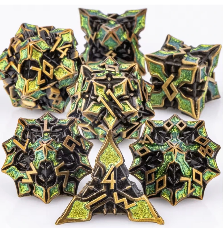 7 قطعة DND مجموعة نرد معدنية MTR نرد متعدد السطوح للزنزانات والتنينات لعب الأدوار ألعاب D & D مجموعة نرد Dnd الهدايا