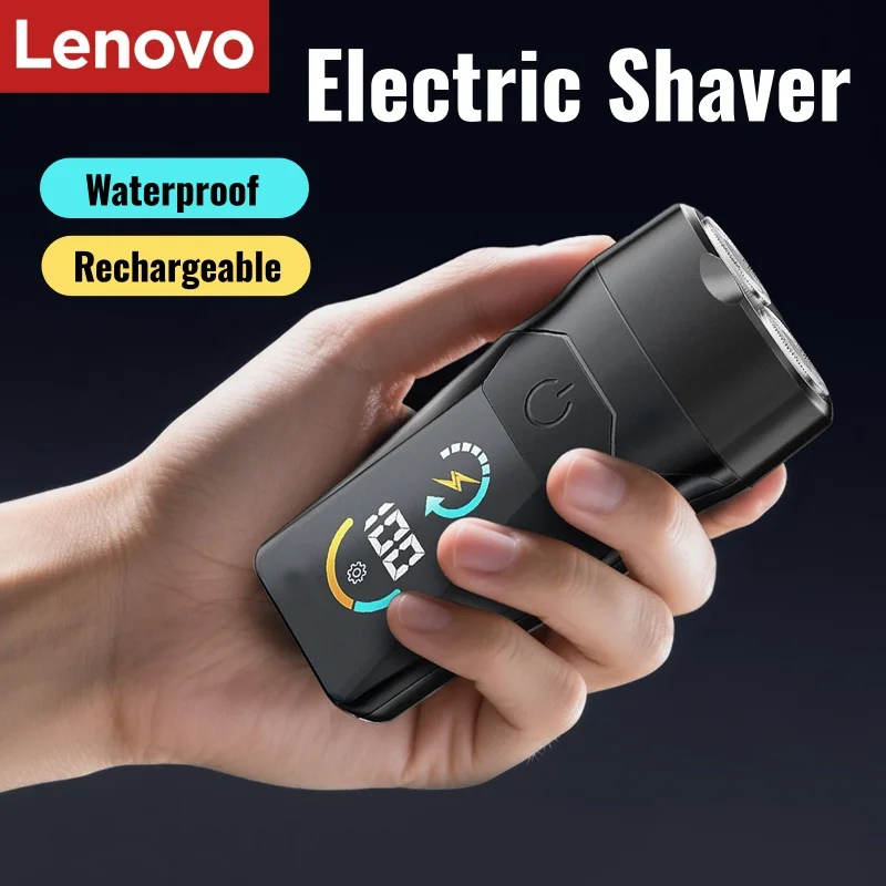 Image of Lenovo Elektrorasierer für Männer, Rotationsrasierer, wasserdicht, wiederaufladbar, USB-Barttrimmer, tragbar, für eine gründliche Rasur, sanfte Gesichtspflege