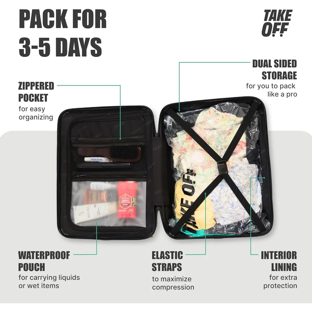 Compact Hardshell Underseat Carry-On Luggage with Removable Wheels, TSA Lock, Fits Tight Spaces for Personal Items