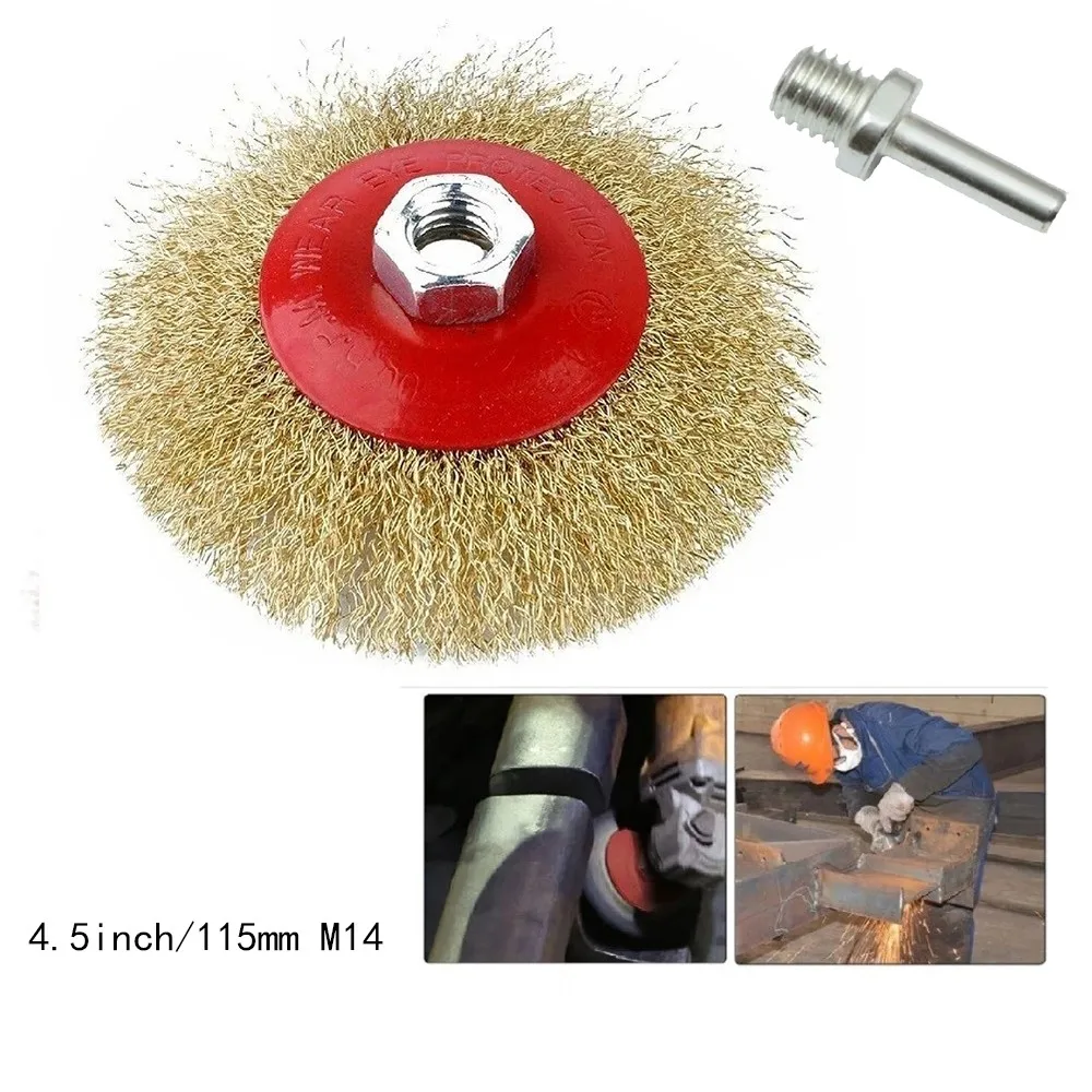 Escova de Aço de Cobre Metal Rust Remove Ferramentas de Limpeza com Rebarbadora M14 Adaptador de Broca 115 mm