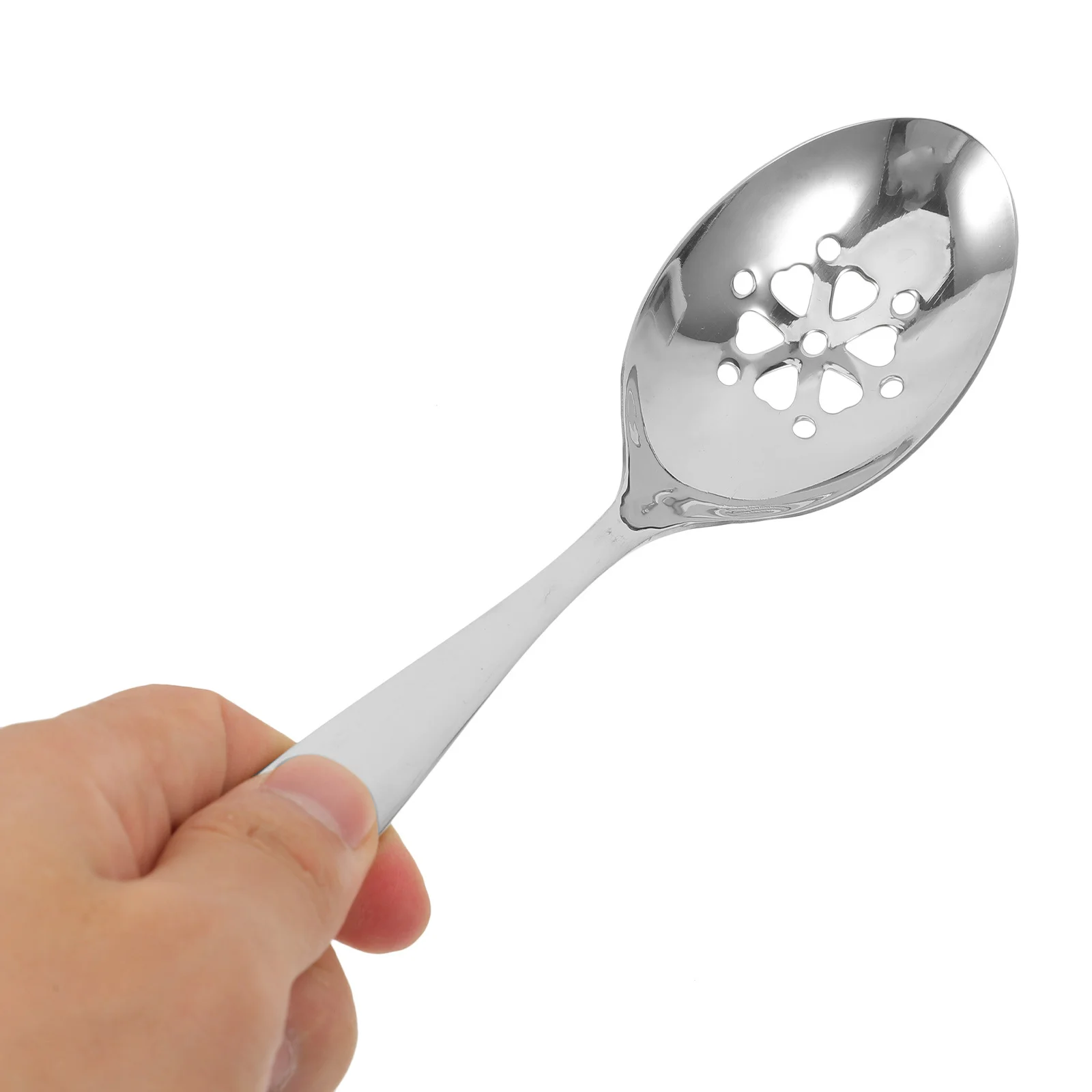

Sturdy Thickened Stainless Steel Slotted Spoon Ergonomic Serving Spoon for Salads Curries Soups Household Dinner Utensil