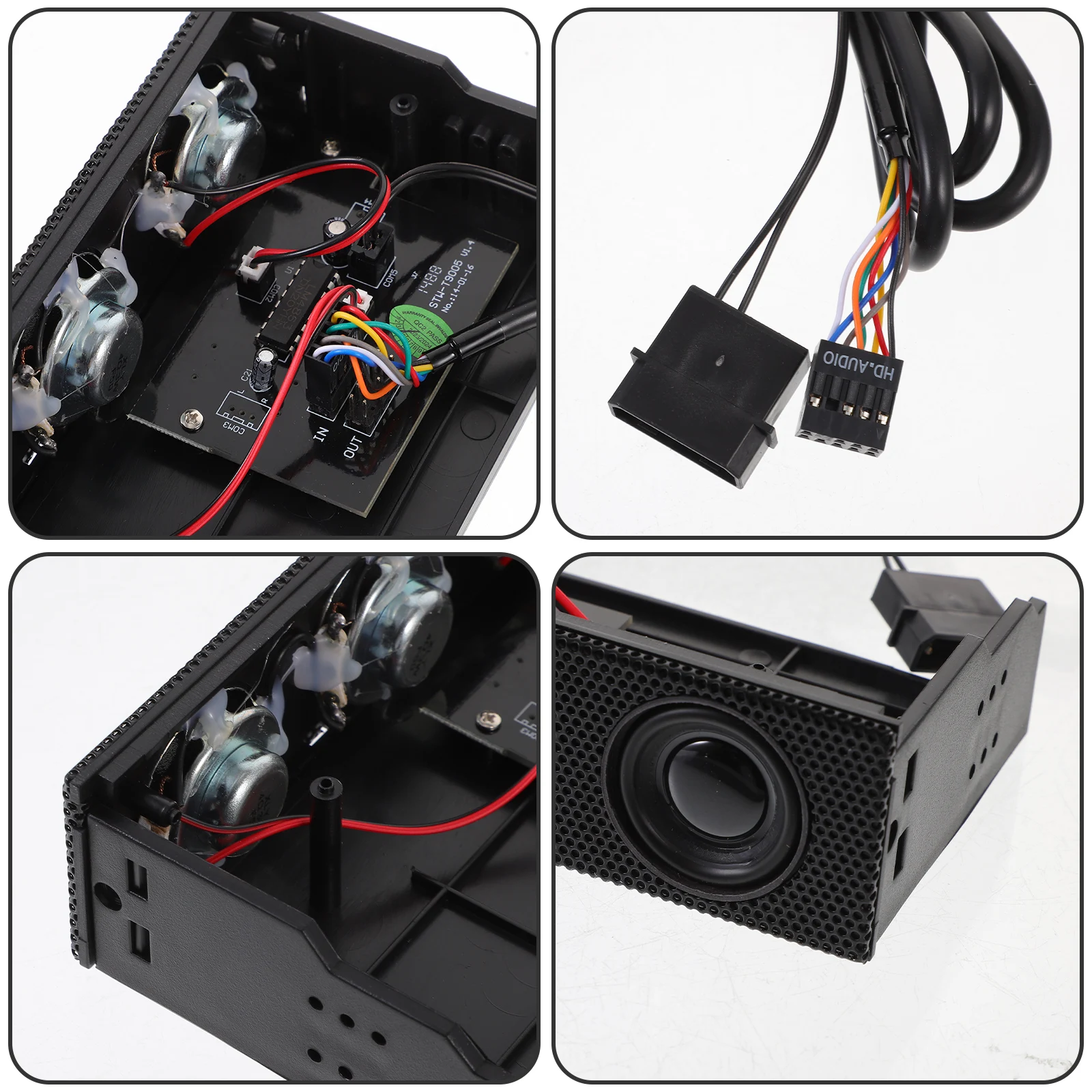 

Black Pc Front Panel Stereo Surround Sound Speaker Computer Case Music Speaker Simple Operation Durable Computer Accessory