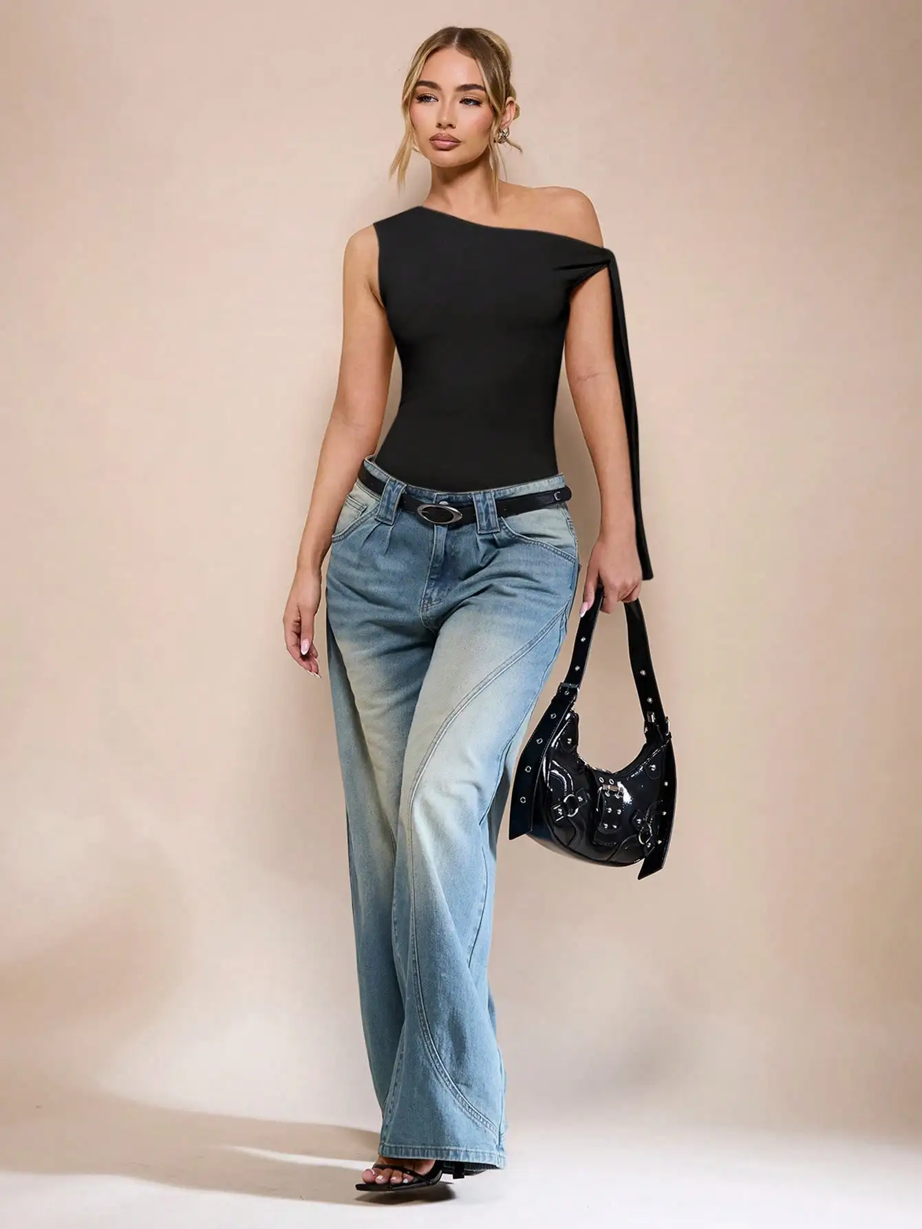 مجموعة مكونة من قطعتين من الملابس الضيقة العصرية والعصرية غير المنتظمة خارج الكتف #3