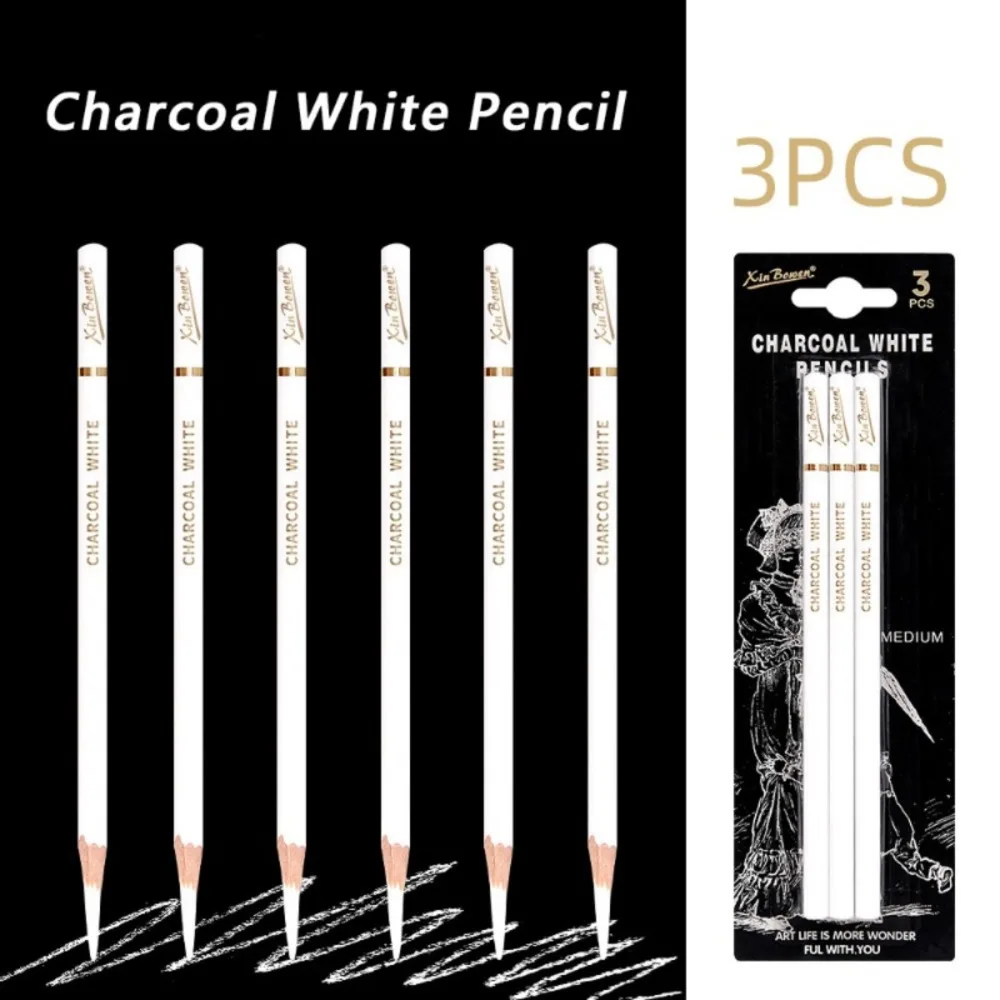 

3pcs/set Art Specific White Charcoal Pencil Brighten, Hook Line Sketch Charcoal Pencil Student Art Supplies Drawing Stationery