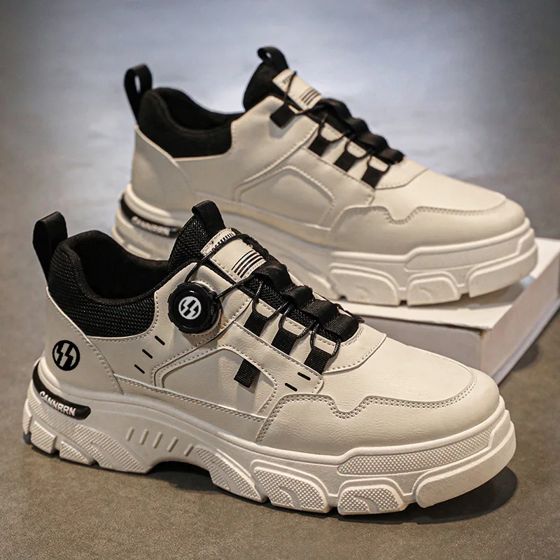 Spring Autumn Men\'s Sneakers Fashion Leather Work Shoes Outdoor Tactical Breathable Casual Shoes Non-slip Men Ankle Sport Shoes