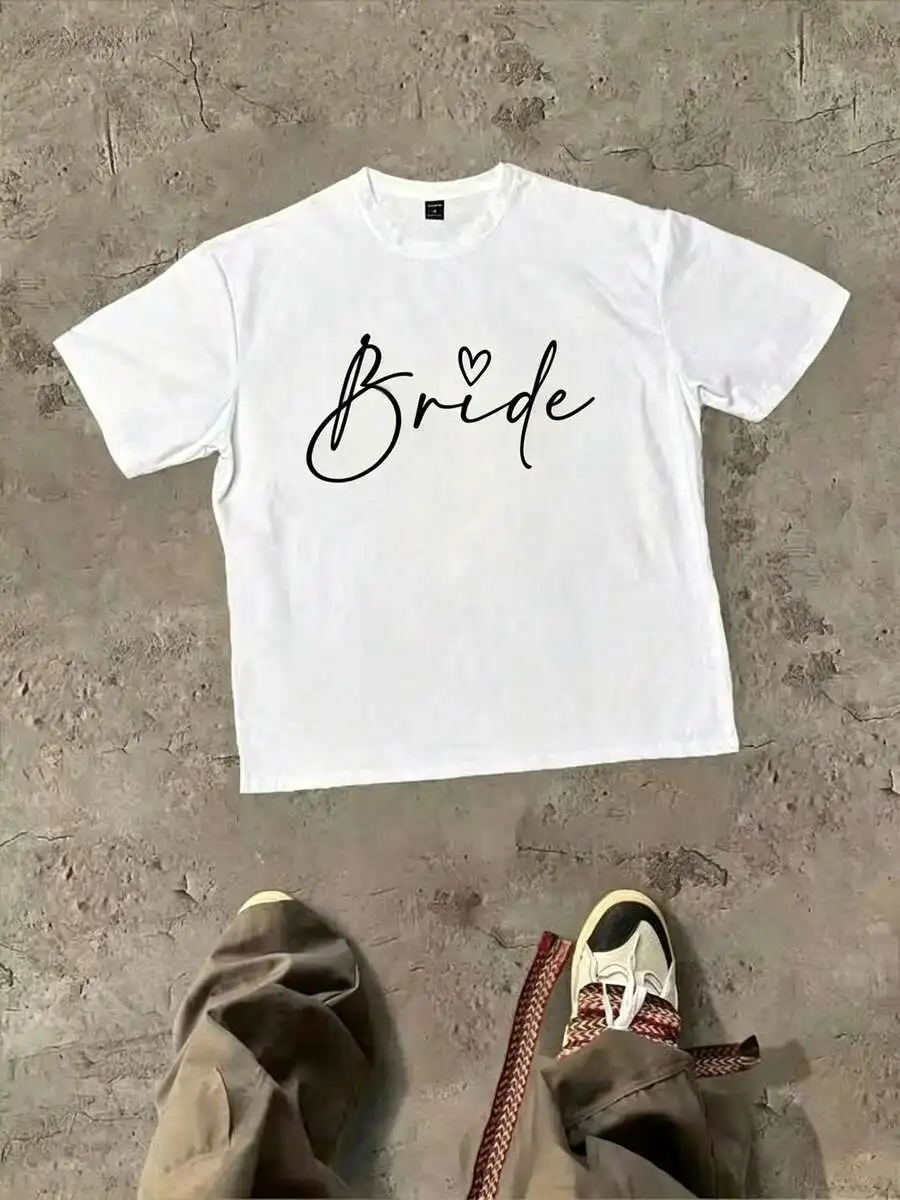 Women Short Sleeve T Shirt Casual Bridal Style For Bride Summer Daily Wear Trendy Summer Outfit Top
