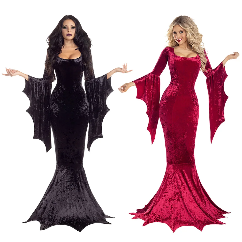 

Fantasia Vampire Cosplay Dresses Bat Sleeve Witch Clothing Halloween Disfraz Costume Adult Women Fantasy Carnival Party Clothes