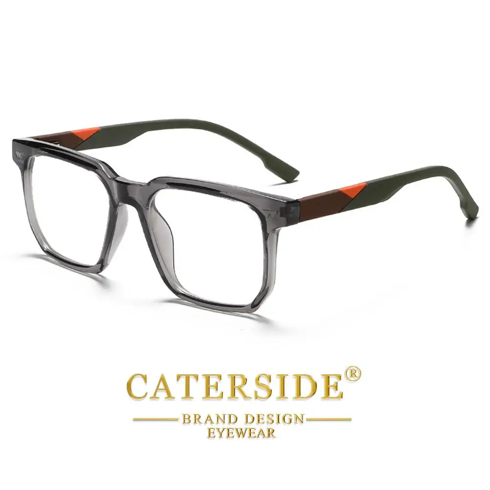 CATERSIDE Herren Anti-Blaulicht-Brille, Tr-90, quadratisch, großer Rahmen, flache Lichtbrille für Damen, Computer-Lese-Schutzbrille – Detail 8