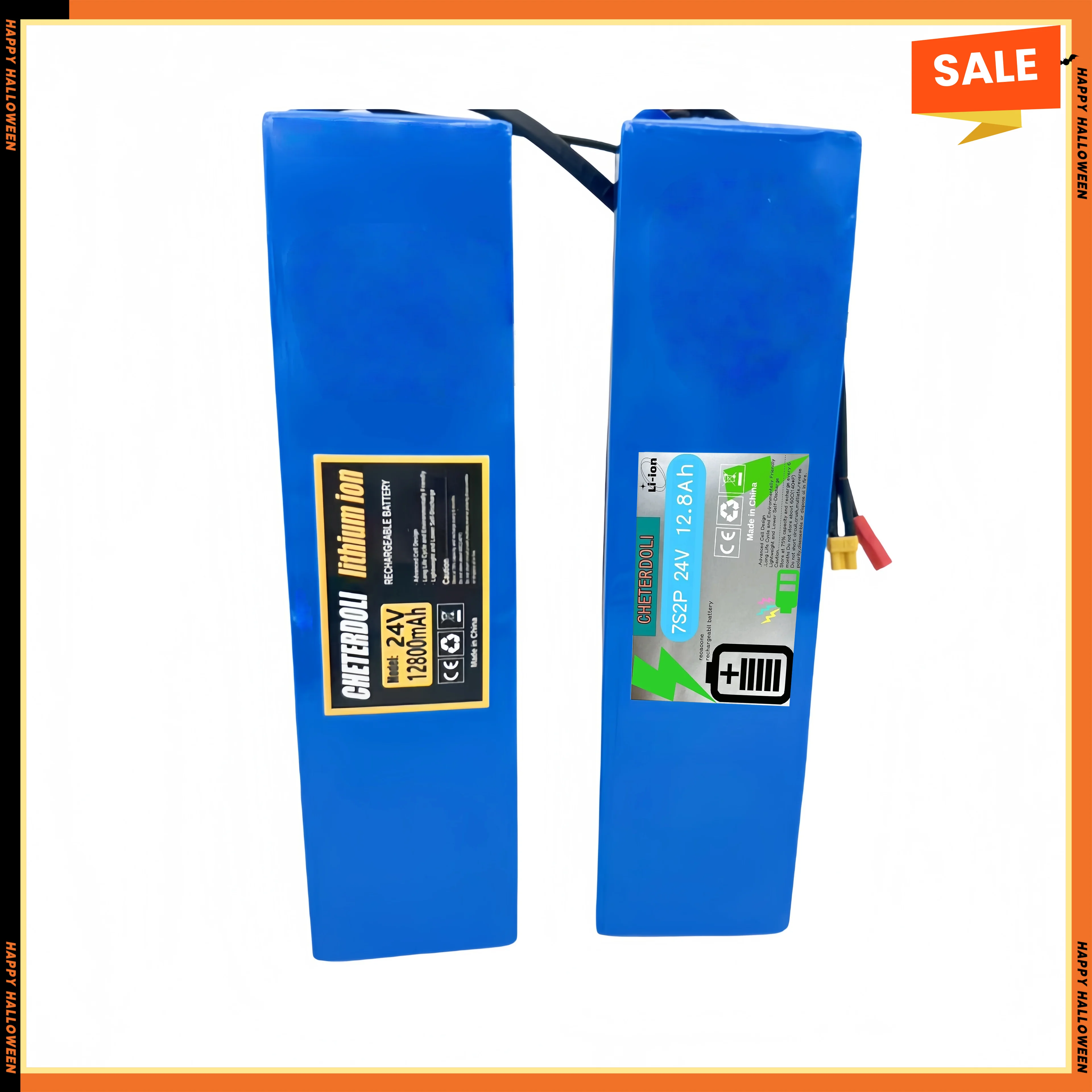 بطارية ليثيوم عالية السعة 24 فولت 12.8 أمبير 18650 7S2P للدراجات الهوائية، مع BMS والقطن المقاوم للصدمات، حزمة بطارية 29.4 فولت