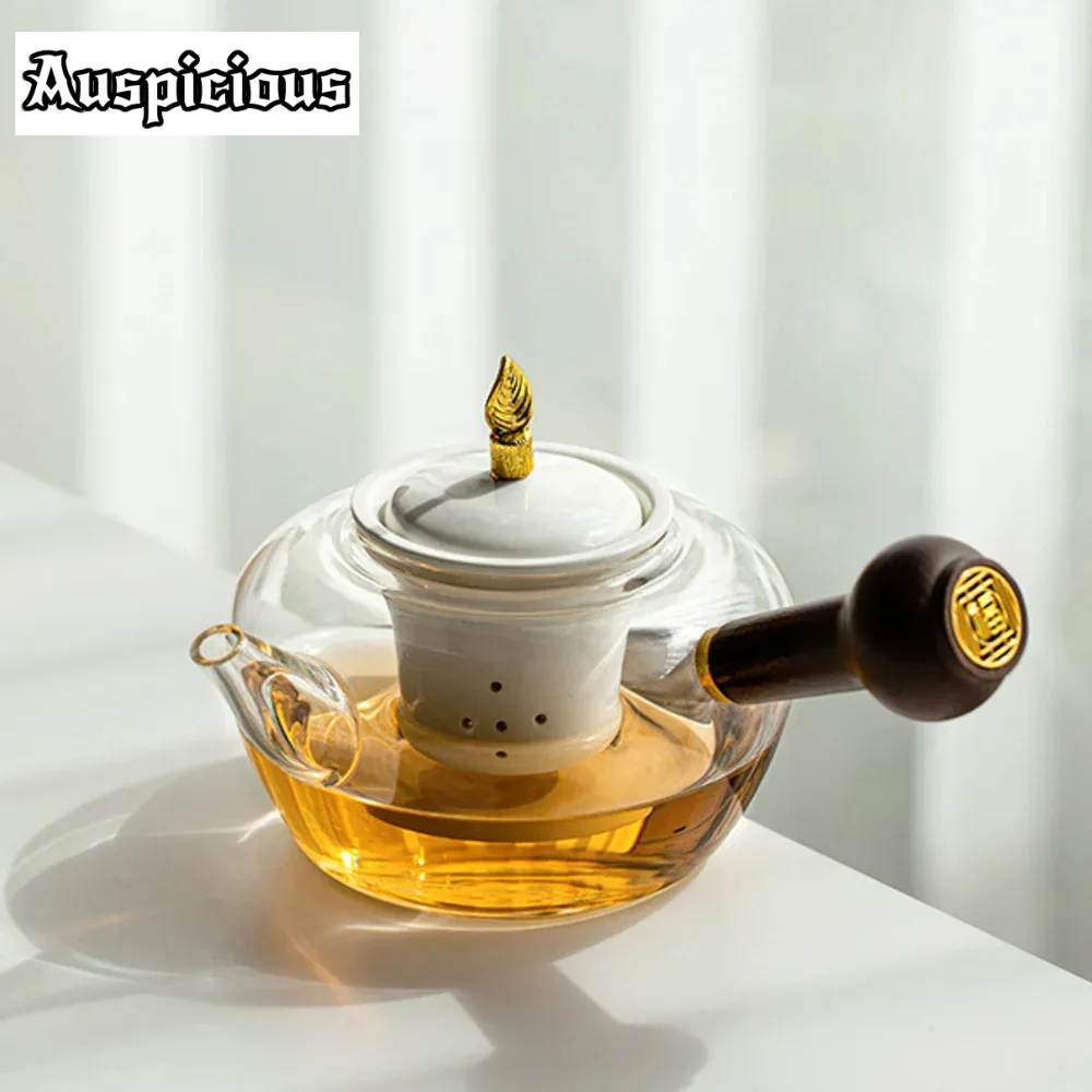 

Kettle Electric Pottery Heat Resistant Glass Tea Pot with Handle Puer Kettle Coffee Glass Long Handle Pot Convenient Filterable
