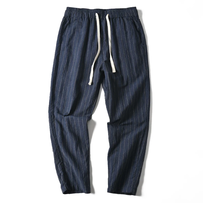 

DuPont Technology Fabric Men's Casual Pants Cotton Linen Straight Leg Loose Fit Summer Thin Sle Youthful Sle ket Detail