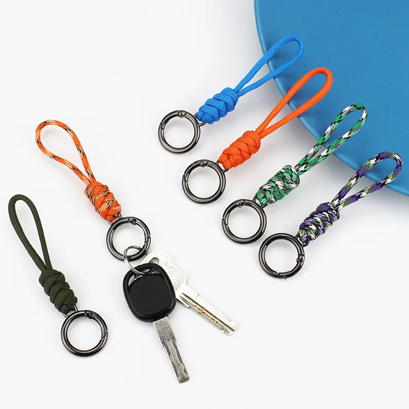 Colorful Weaving Rope Keychain Strong Durable Rope Convenient Metal Ring Buckle Useful Keychain Holder