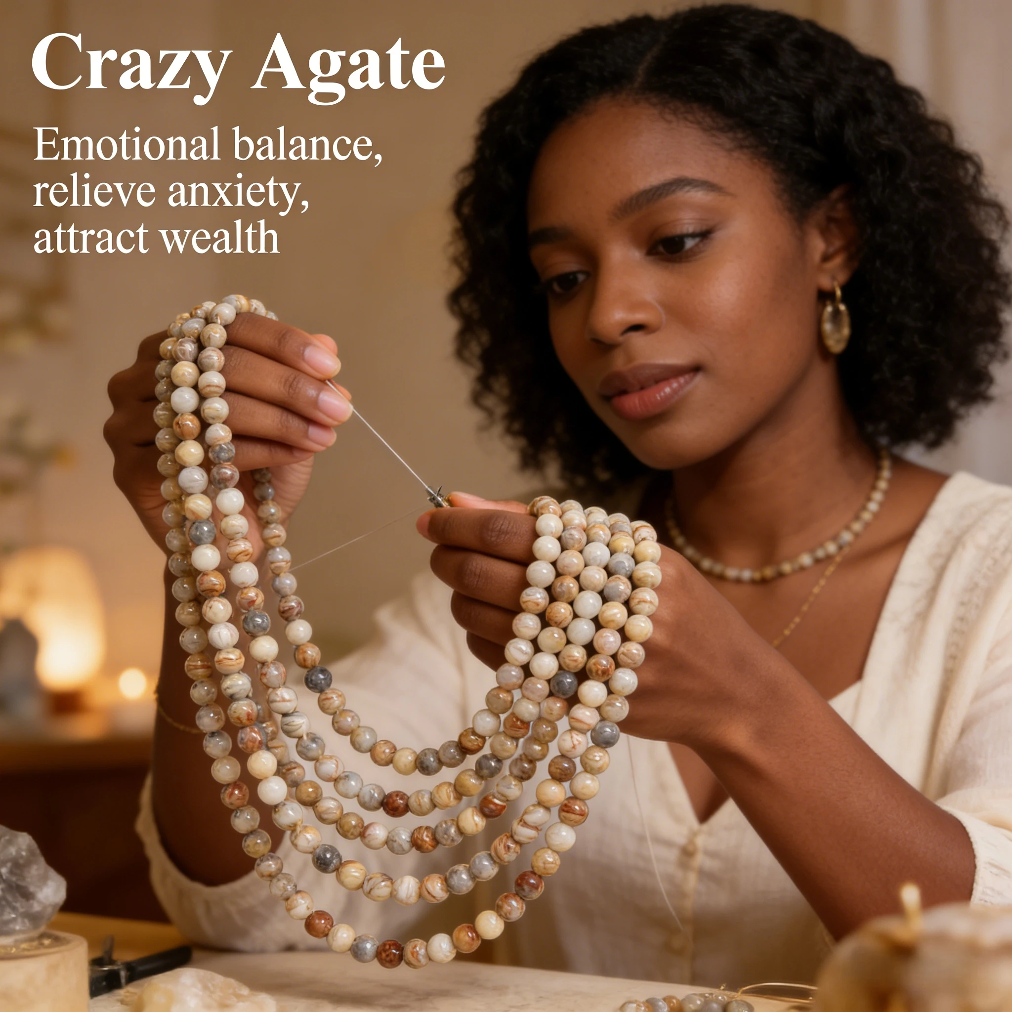 

Crazy Agate Beads 4mm 6mm 8mm 10mm Natural Stone Loose Beads for Jewelry Making DIY Bracelet Necklace Craft Supplies Accessories