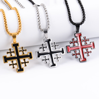 Stainless Steel Classic Punk Pray Cross Pendant for Men Religious Ornament Male 3mm Box Chain Jewelry