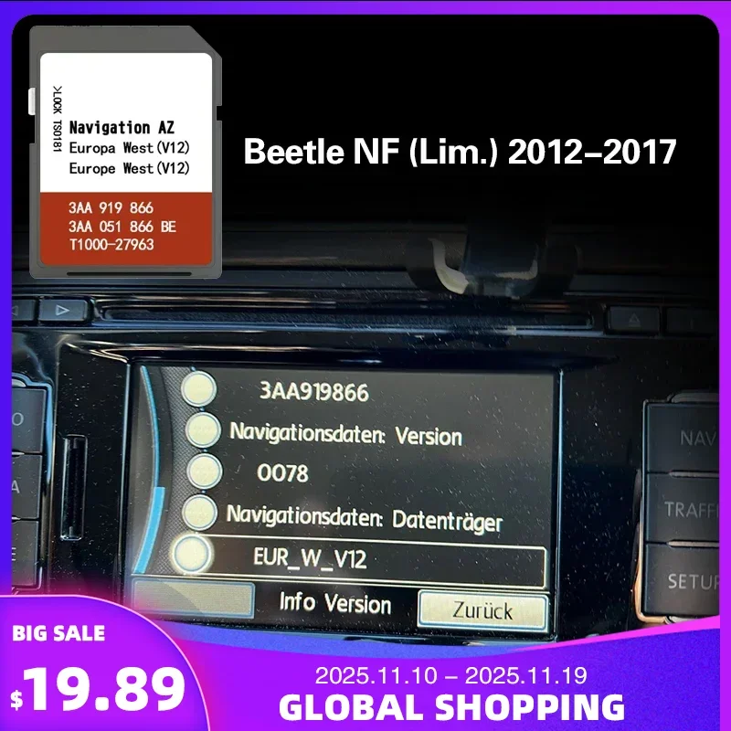 

for VW Beetle NF (Lim) 2012-2017 Car Map Norway Austria Poland Sat Nav GPS RNS315 WEST Card