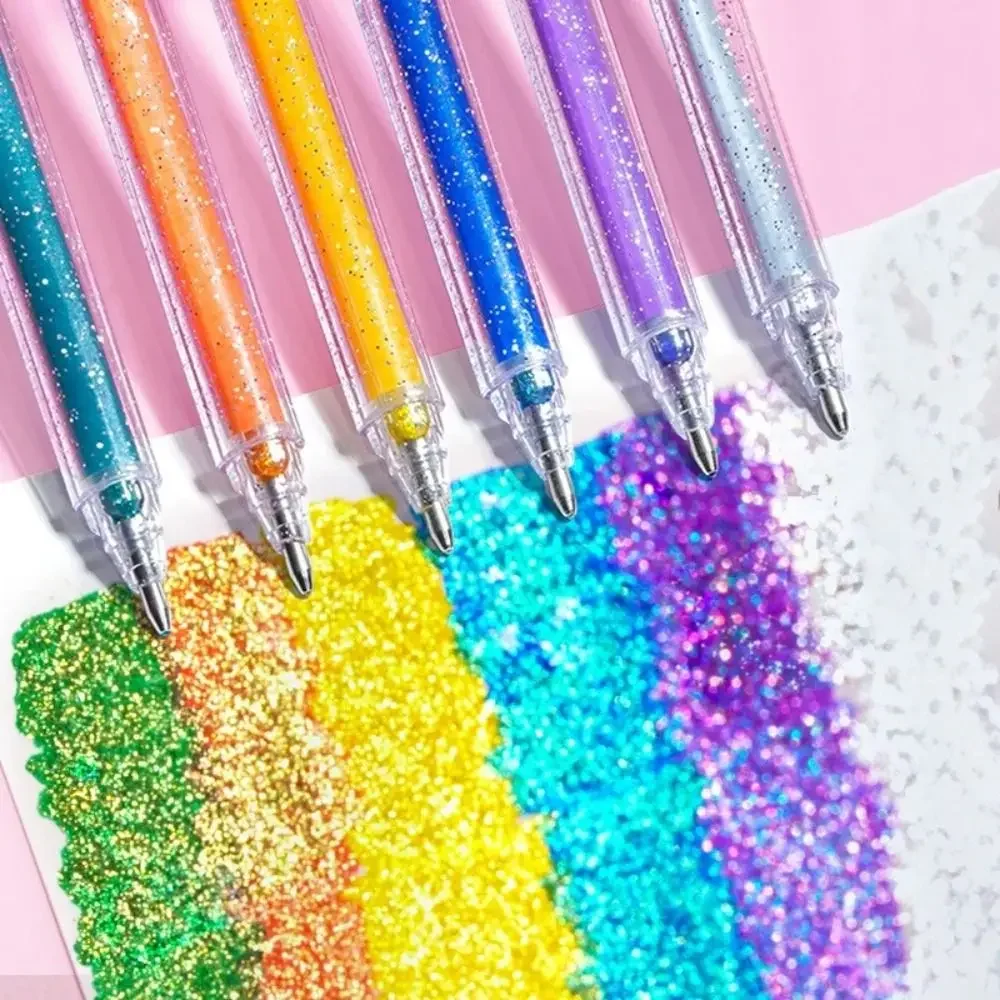 Gel Pen Glitter Gel Pen Set New Glitter School Supplies Colored Pens Set Fun Students Marking Highlighter Pen Glass fountain pen