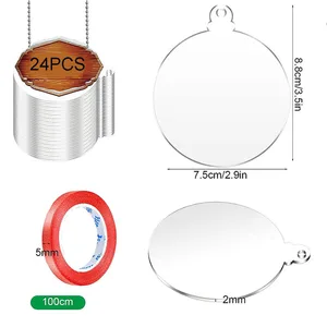 Klarer Acryl -runde Weihnachtskugeln, Weihnachtskreise Discs, DIY -Handwerk, hängende Dekorationsbaum, 7,5 cm, 24pcs 8 Hauptverkaufs -Acrylkugel - №4