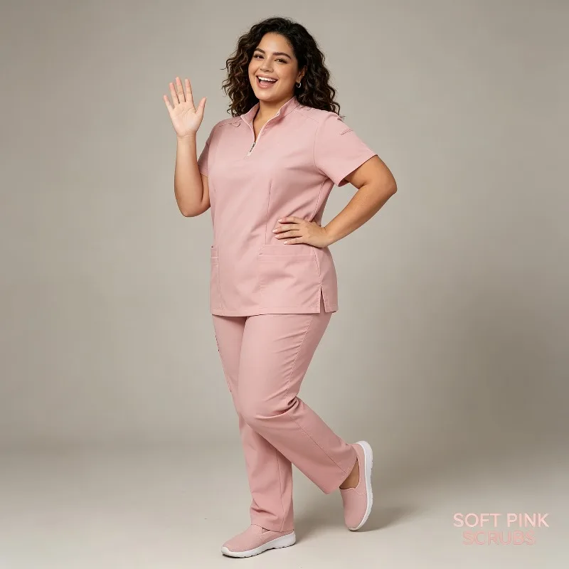 Matte Set Nurse Doctor Uniform Stand Collar V-neck Top Straight Leg Pants for Hospital Staff To Wear