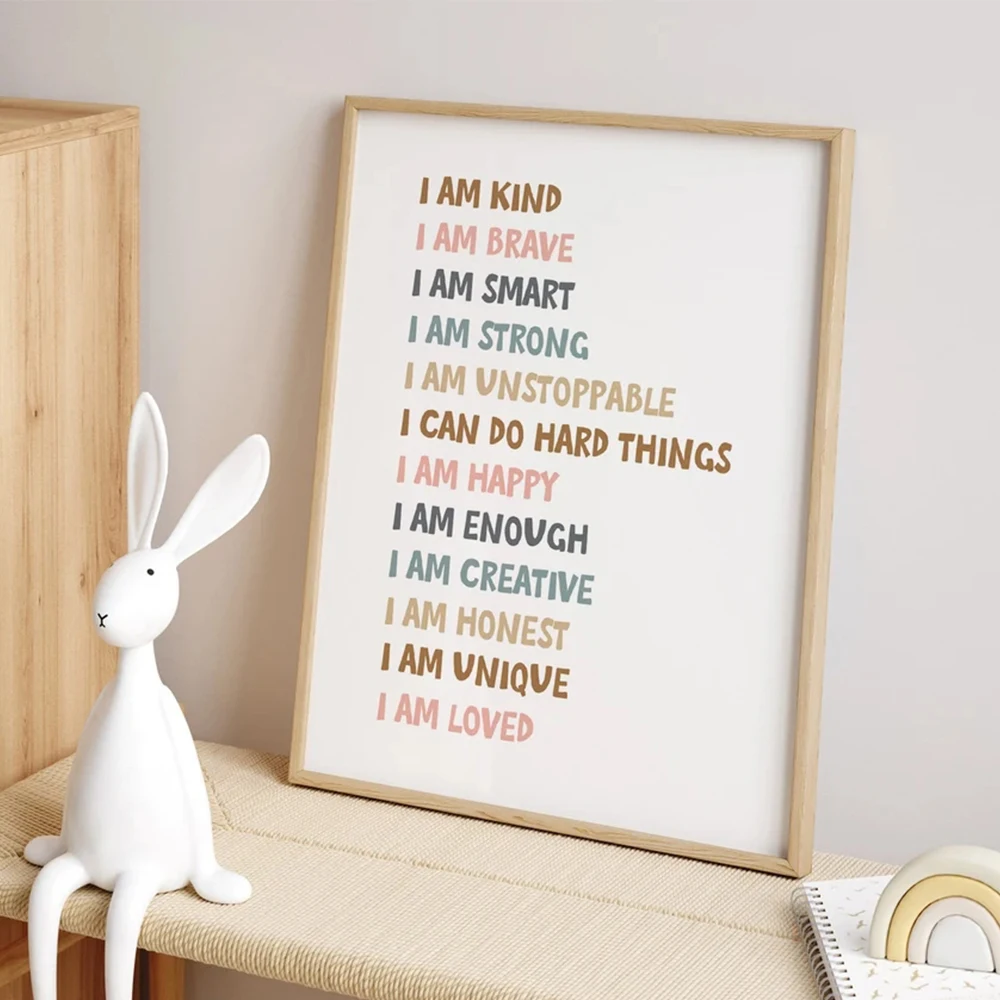 3pcs Let\'s Play Let\'s Read Positive Affirmations Wall Art Canvas Painting Poster For Nursery Child Kids Playroom Room Home Decor