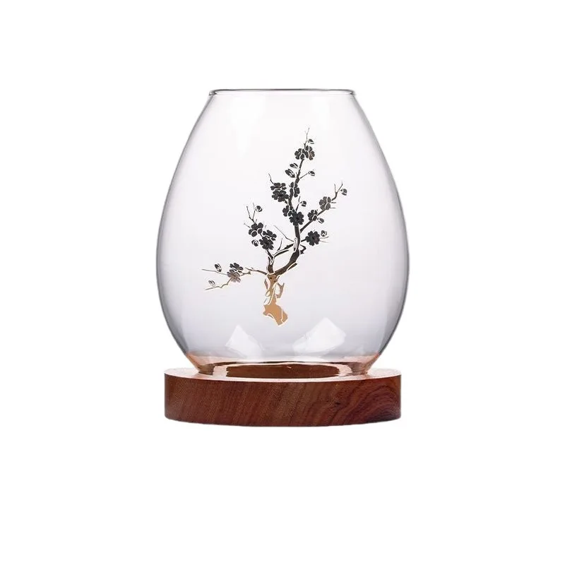 LTT glass candle holder Japanese-style ornament home Zen retro aromatherapy windproof table cover