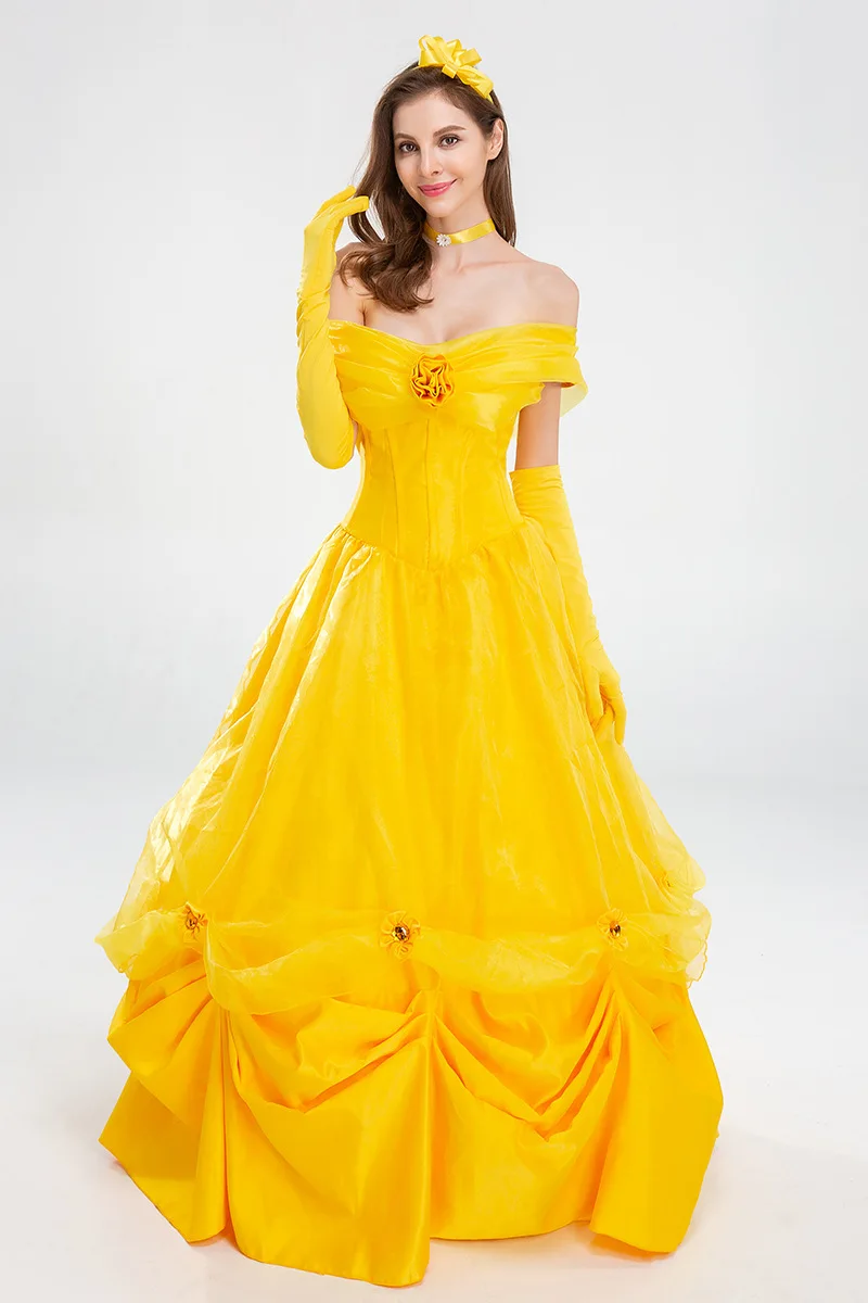 زي الأمير الأصفر حسناء الجنية T أداء الهالوين دكتور طويل الذهبي برينك ثوب تأثيري الزي للنساء #4