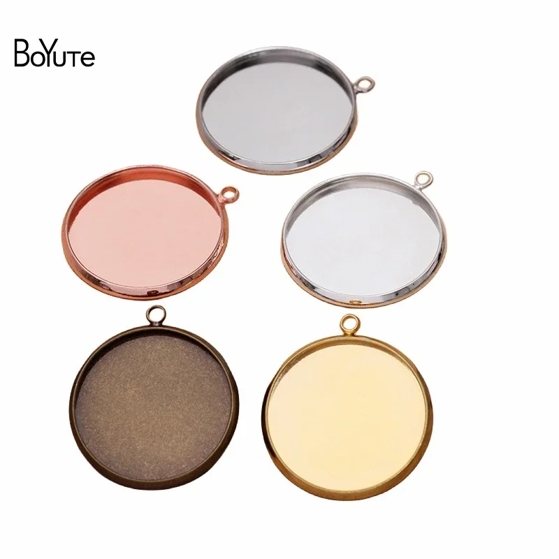 

BoYuTe (50 Pieces/Lot) Round 10-12-14-16-18-20-25MM Cabochon Base Settings Diy Blank Tray Pendant Base