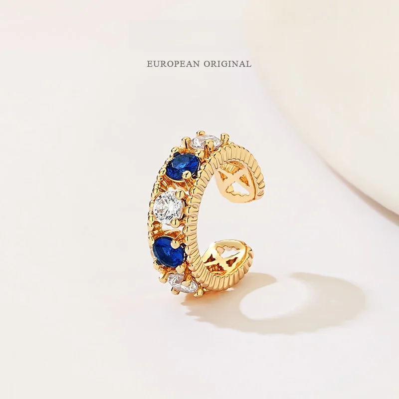 fettero-original-gold-ear-cuffs-high-end-hollow-no-piercing-women's-blue-white-diamond-fashion-jewelry-ear-bone-clips