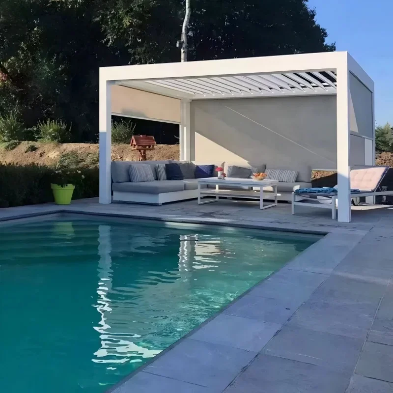 Pérgola Retráctil Automática de Aluminio Premium (3x3/3x4/4x4) |   Gazebo para Exteriores Resistente a la Intemperie, Jardines Modernos