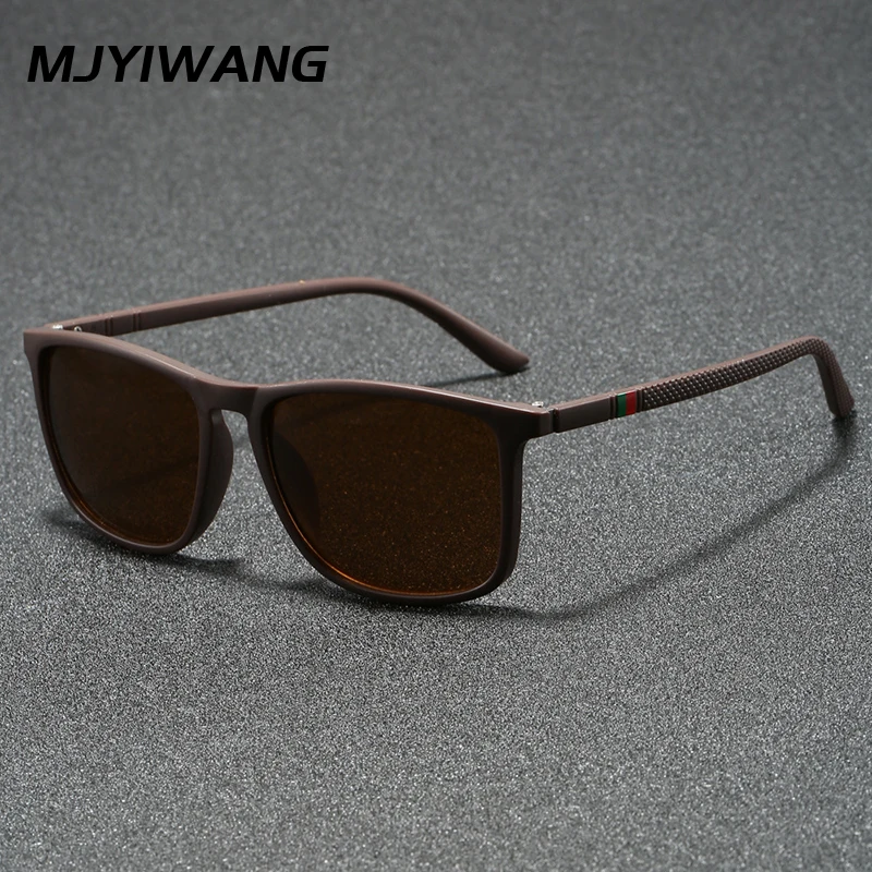 Mjyiwang Men Matte Square Polarized Sunglasses UV400 Blue Mirror Lens Anti Glare Driving Fishing Travel Outdoor Eyewear