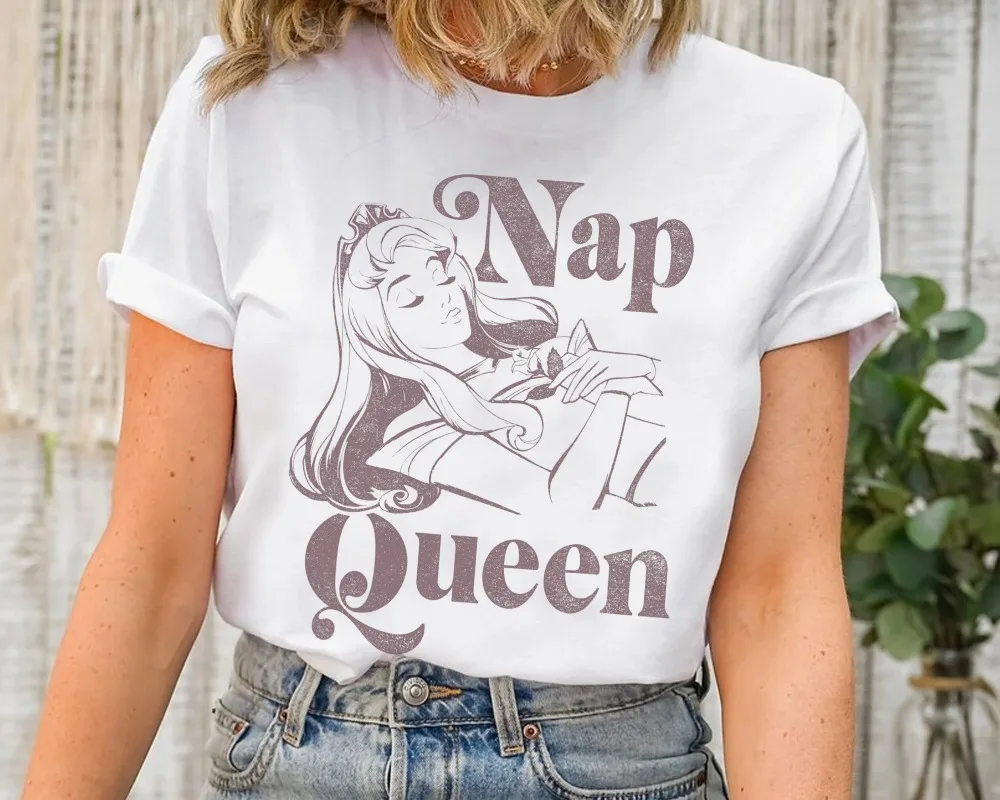 

Disney Sleeping Beauty Aurora Nap Queen T-Shirt Princess Aurora Tee Disneyland Family Matching Shirt Magic Kingdom