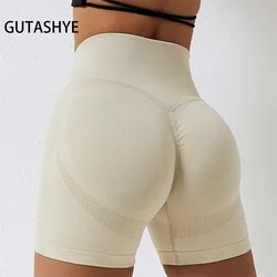 Pantalones cortos sin costuras de cintura alta para mujer, Shorts de entrenamiento con realce de glúteos, ropa de Yoga para gimnasio, ropa de entrenamiento