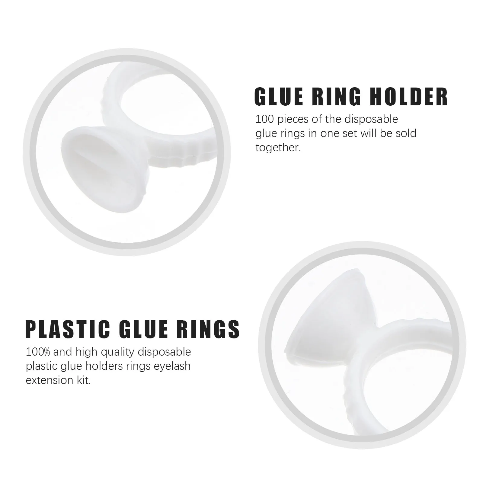 

100pcs Plastic Rings Disposable 2.50X1.70X1.70Cm White Small Size For Eyelash Extensions Glue Holder Ring Disposable Glue