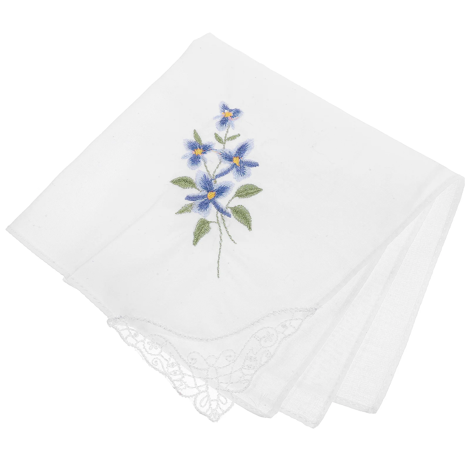 منديل دانتيل قطن مطرز مربع للنساء للاستخدام اليومي هدية حفلة الشاي مناديل دانتيل للنساء