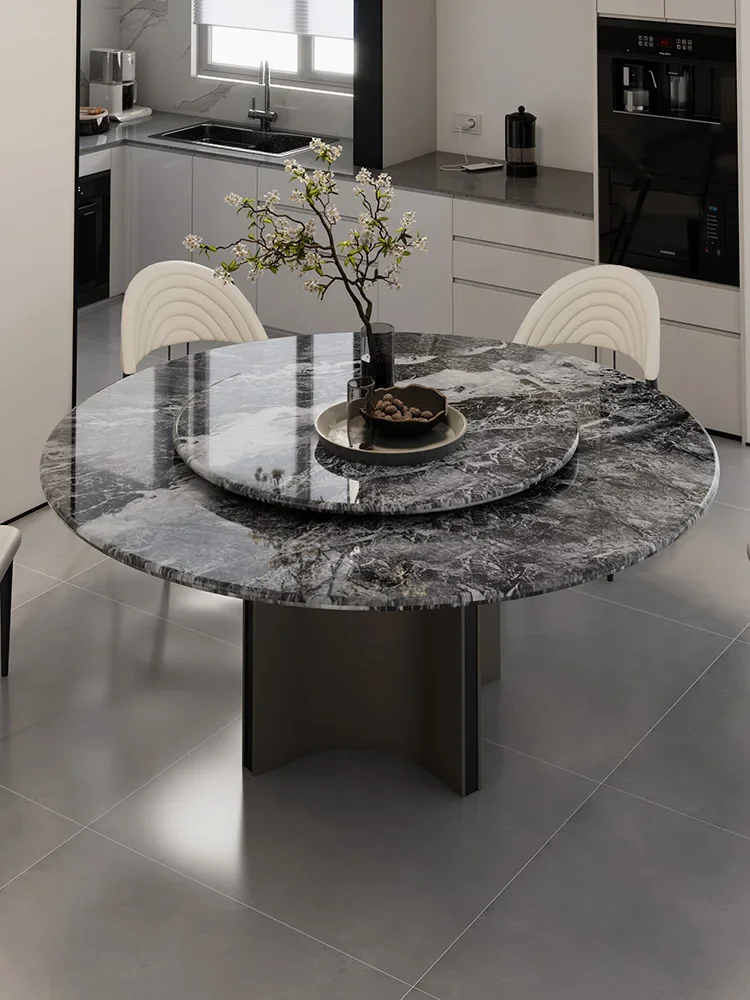 Marble dining table flat replacement luxury stone Bulgari countertop round light luxury high-end home luxury Italian style