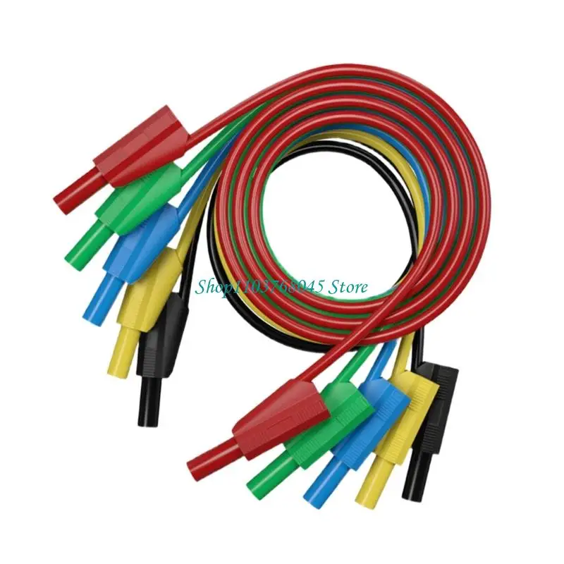 

R53F 5pcs Гибкие мультиметровые кабели 1 метровые банановые штекеры 4 мм для лаборатории