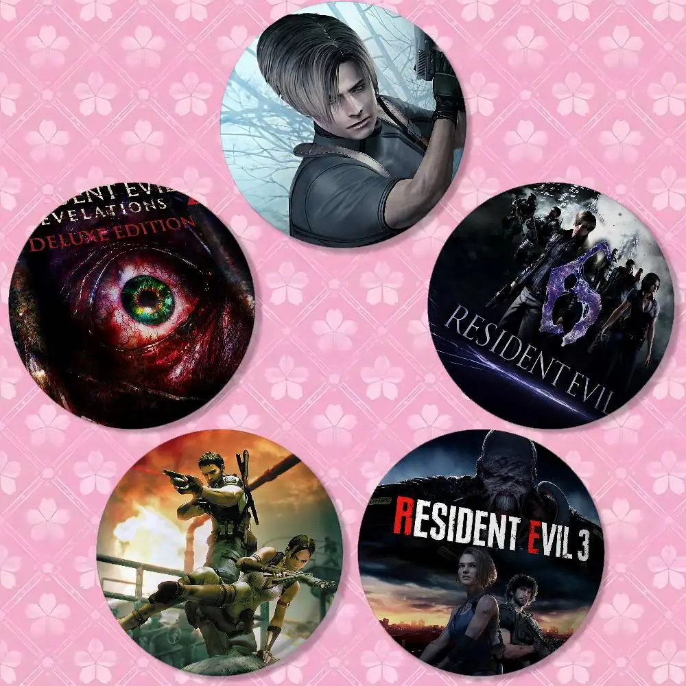 Game R-Residents E-Evil Brooches Stylish Ornament Pins Exquisite Round Badge Bag Accessories Jewelry Gifts