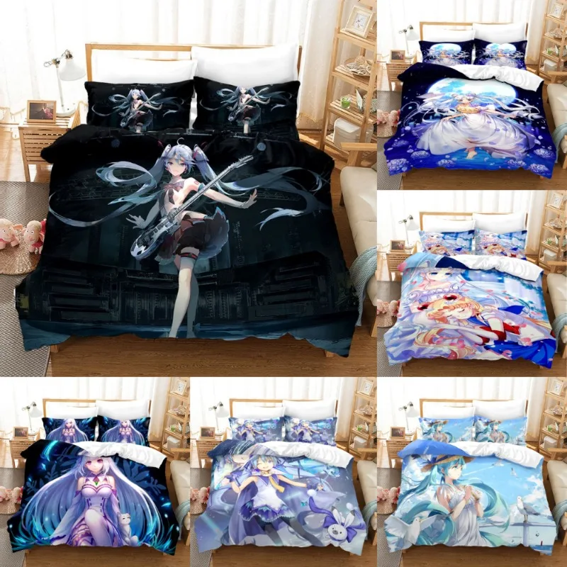 طقم غطاء لحاف هاتسون ميكو مع أغطية وسادات ، هاراجو أنيمي ، طباعة ثلاثية الأبعاد ، طقم مفارش سرير بحجم كبير ، كوسبلاي كاواي ، ديكور غرفة النوم