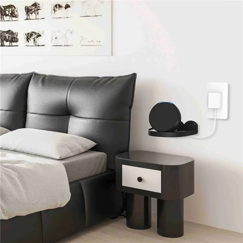 T64C! Soporte de Pared para Altavoz Inteligente, Compatible con Echo Pop / Google Home Mini / Google Nest Mini, Color Negro