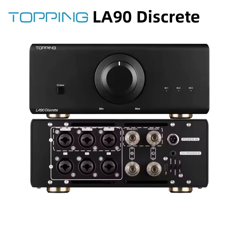TOPPING LA90 Discrete Power Amplifier 3*XLR/TRS Inputs 2 Step Gain Settings Stereo/Mono Mode AMP LA90D