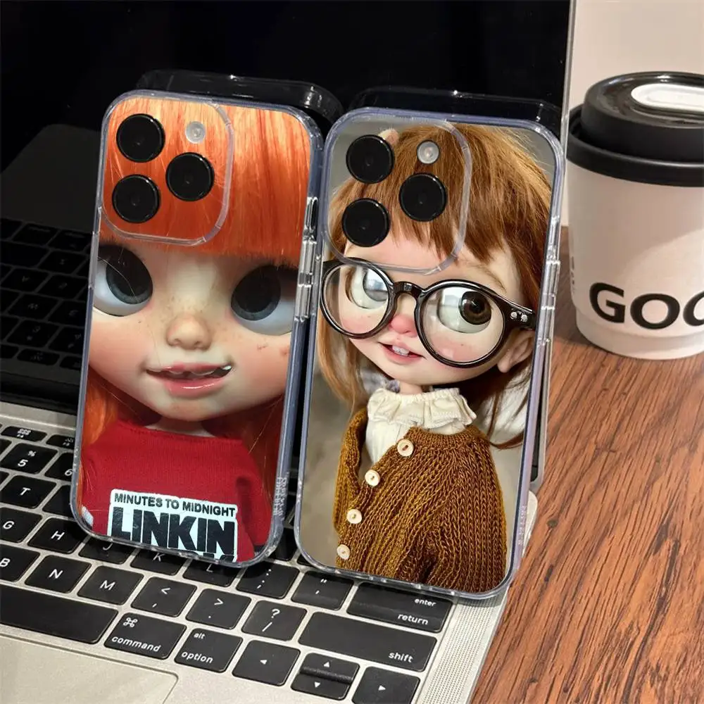 Японский корейский ретро-чехол для телефона с куклой в стиле Dark Baby Artist для iPhone 17 16 15 14 13 11 12 Pro Max Mini Plus, прозрачный, мягкий, из ТПУ