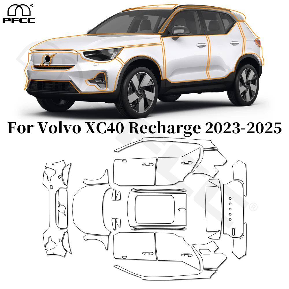 

For Volvo XC40 Recharge 2023-2025 TPU Paint Protection Film Anti-scratch Car Body Pre-cut PPF Clear Bra Resistant Invisible Kit