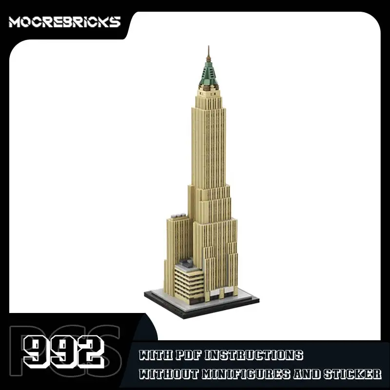 MOC 40 Wall Street Bank of Manhattan Trust Building Model Bricks DIY Assembling Architecture Toy Desktop Decoration Kids Gift