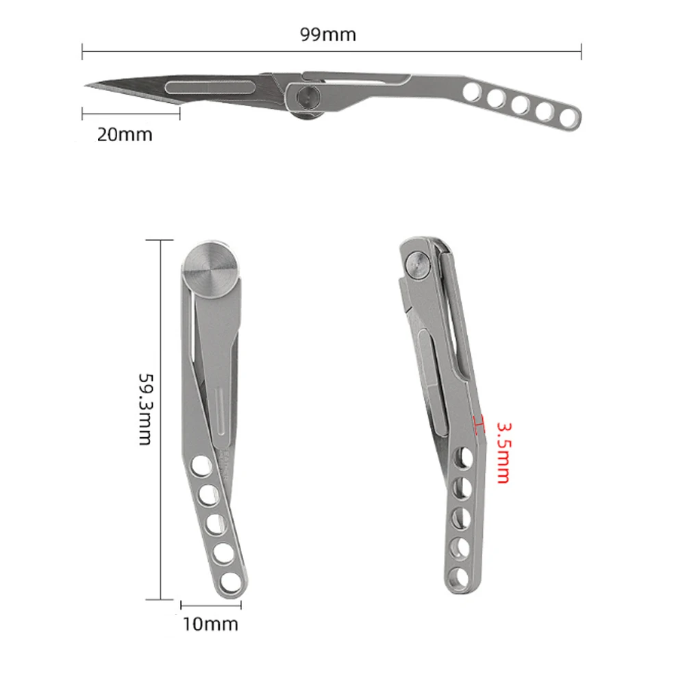 Titanium alloy mini folding surgical knife for outdoor camping and fishing portable unboxing knife with 10pcs replaceable surgic