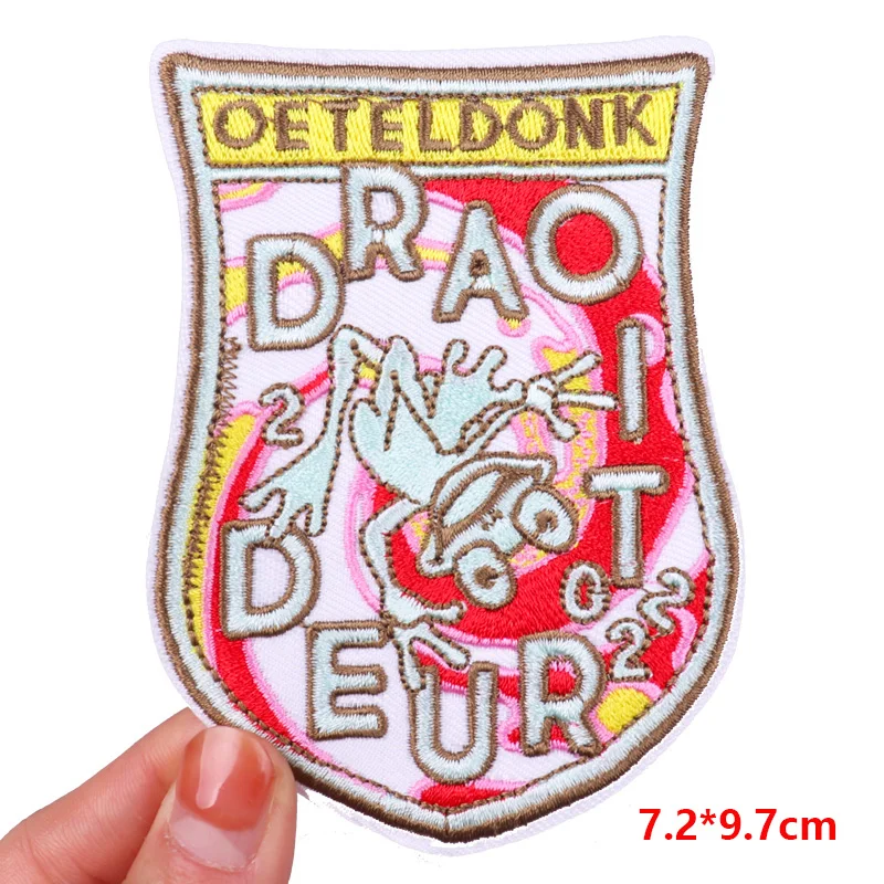 Netherland Oeteldonk Emblem Embroidered Patches Frog Patch Iron On Patches DIY Netherland Carnival Embroidery Patch For Clothing