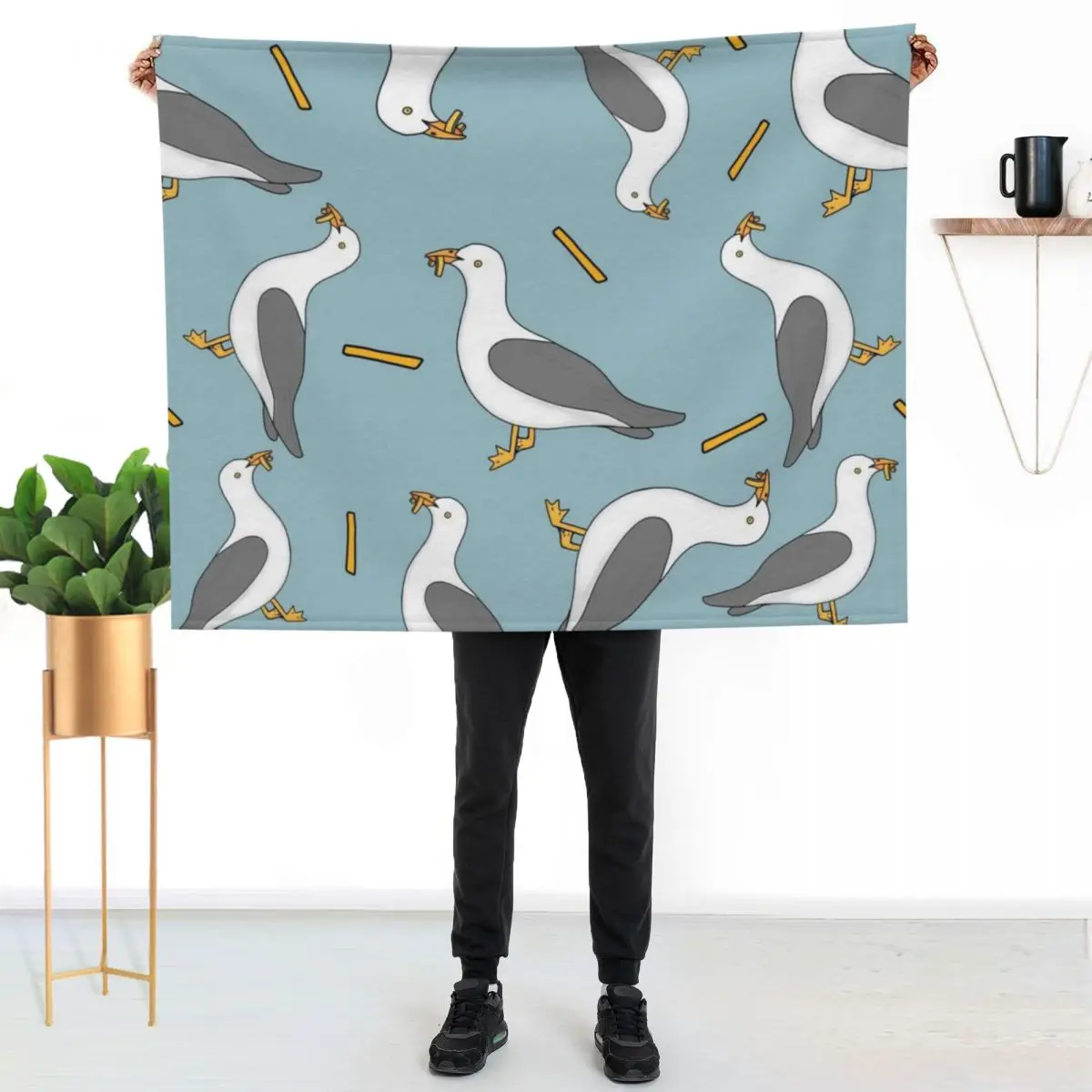 Seagull and chips Throw Blanket Moving Travel for babies Quilt valentine gift ideas For Sofa Thin Blankets