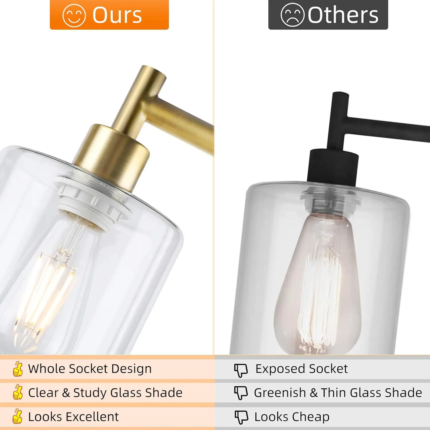 Vintage Industrial Floor Lamp with Glass Shade, Brass Gold Farmhouse Standing Light for Living Room Bedroom Office view 2